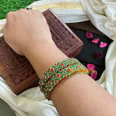 Kada Kundan Bangle -Green Red-G4803